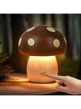 Rechargeable Touch Mushroom Night Light - Portable Bedside Lamp for Kids & Gifts